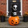 PVC Waterproof Inflatable Grim Reaper Halloween Decoration, Large Spooky Blow Up Character with Pumpkin for Yard, Lawn, Porch, Haunted House,