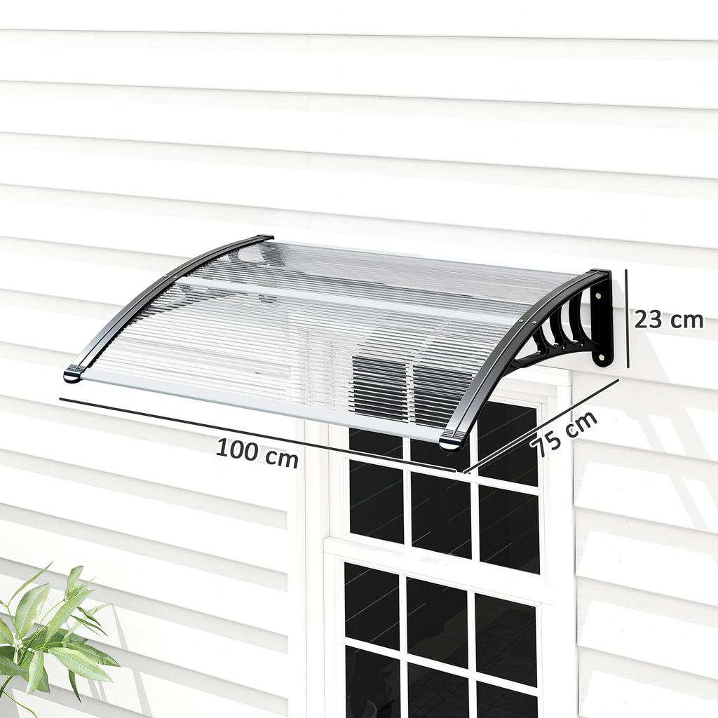 Canopy Front Door Canopy 100 x 75 cm Pent Canopy Roofing Polycarbonate Transparent