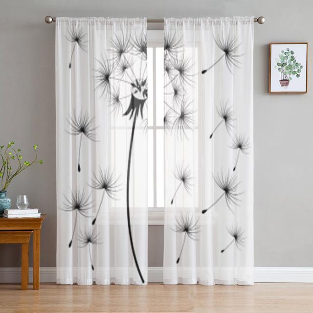 

Кульбаба Квіти Рослини Біла прозора штора для вітальні Спальня Вуаль Штори Кухня Вікно Тюль Штори Головне 1 PCS W250XH250cm