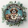 Vintage Metal Poster Saint Bernard Coffee 20x20 cm Wall Art Kitchen Decor