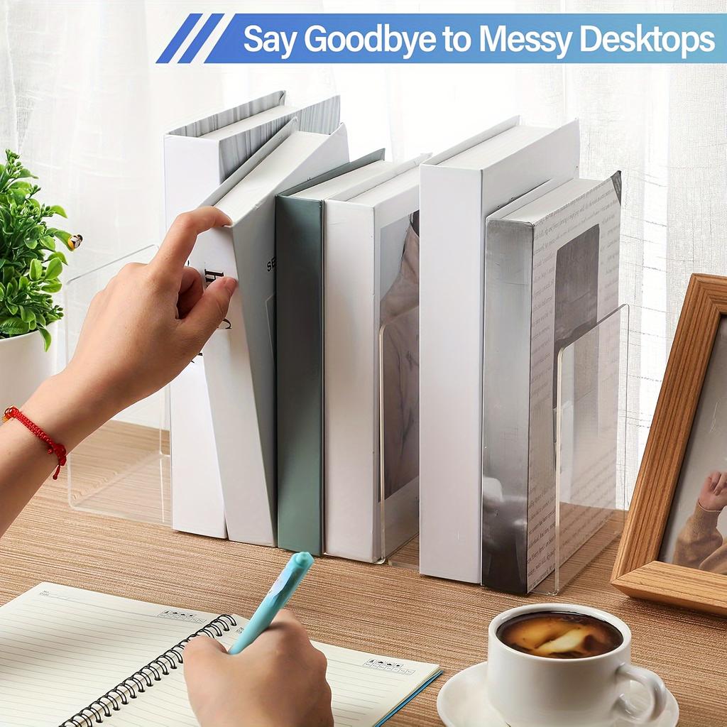 4/6/8pcs Clear Acrylic Display Stands - Modern Desktop Bookends for Home, Office & Retail Decor