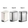 New 5L Stainless Steel Step Trash Can with Silent Gentle Lid for Kitchen Home Office Foot Pedal Trash Can Automatic Dustbin