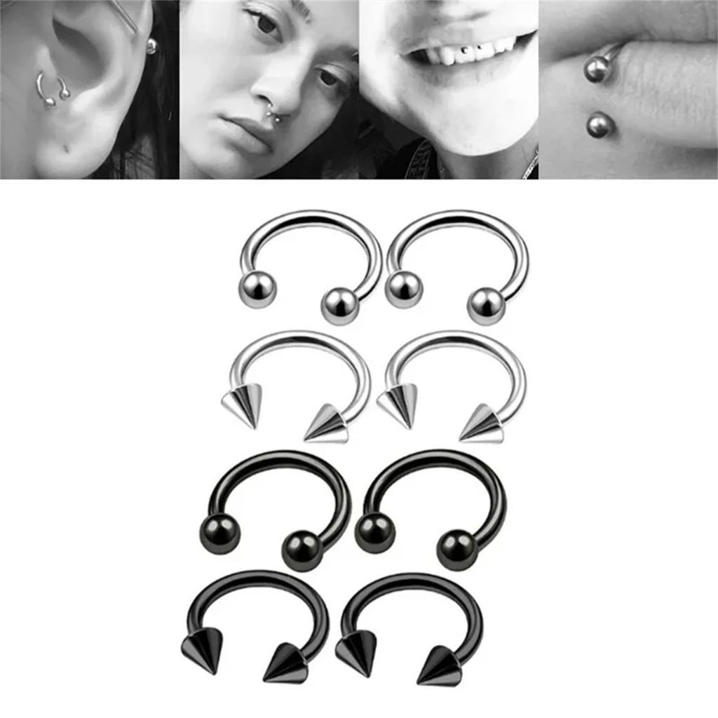 2 5 Pcs 16G Punk Stainless Steel Horseshoe Septum Nose Ring Cartilage Helix Ear Piercing Jewelry For Women Men