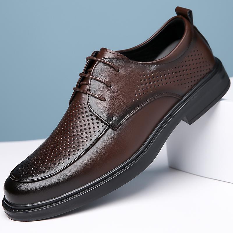 

Модная мужская кожаная обувь на шнуровке для свадьбы, мужские деловые офисные оксфорды на плоской подошве, мужская модная деловая обувь для платья, новая мужская повседневная обувь 38 коричневый