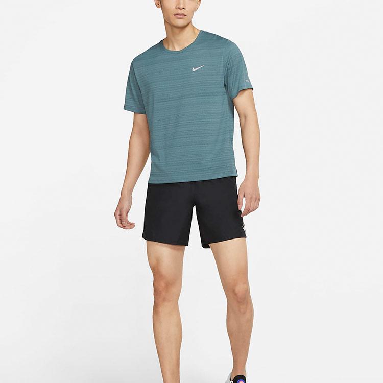 Nike Dri-Fit Miler Short Sleeve Running Top Men Tops Grey Green CU5993-387