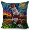 Both Sided Starry Sky Dog Cushion Cover Decor Oil Painting Cartoon Pet Animal Pillow Case for Sofa Home  Linen Pillowcase,(4)