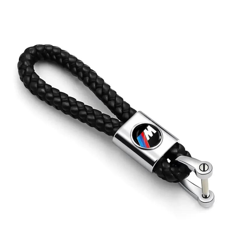 BAIJ1 2025 Car logo Keychain With Car Logo Metal Keychain Nylon Braided Rope Key Ring For BMW E90 E60 E61 E93 E87 E36 E46 E39 E53