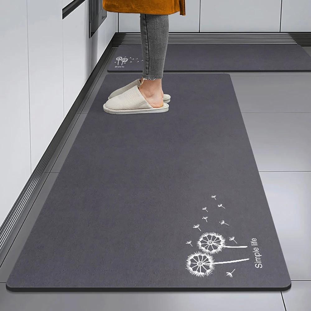 1/2pcs Kitchen Floor Mat, Anti-Slip And Absorbent Foot Mat, Long Strip Carpet, Modern Style Home Decoration Carpet