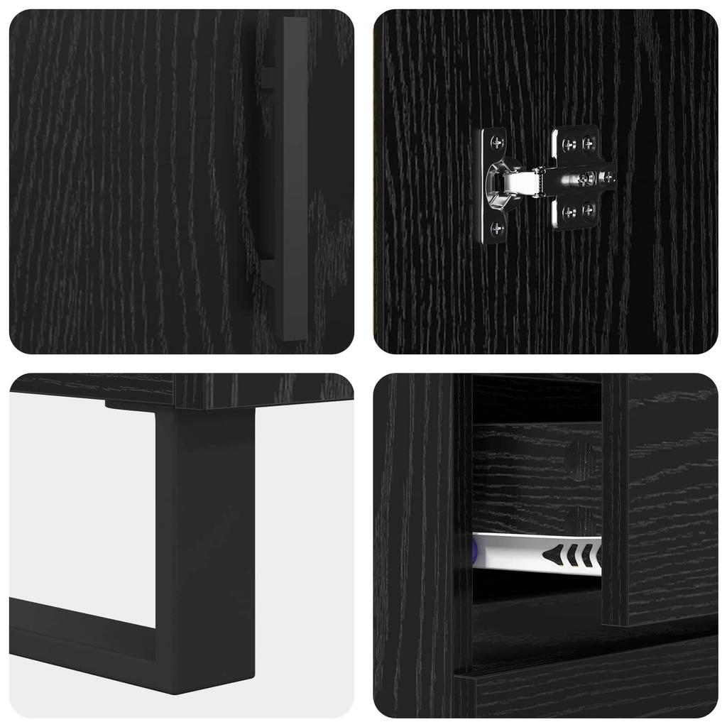 Sideboard with Drawers Black Oak Effect 69.5 x 34 x 90 cm