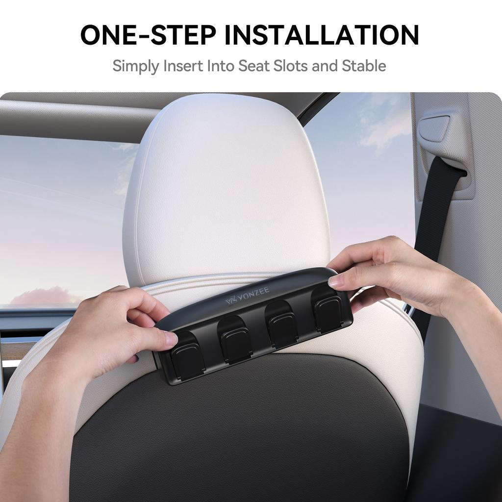 YZ Foldable Car Seat Hooks for Tesla Model 3 Y Highland 2020-2025 4 in 1 Hidden Car Seat Back Hanger Car Interior Accessories
