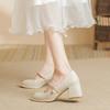 French Mary Jane high heels women's 2025 new spring and autumn thick heel with skirt cheongsam shoes bridesmaid single shoes