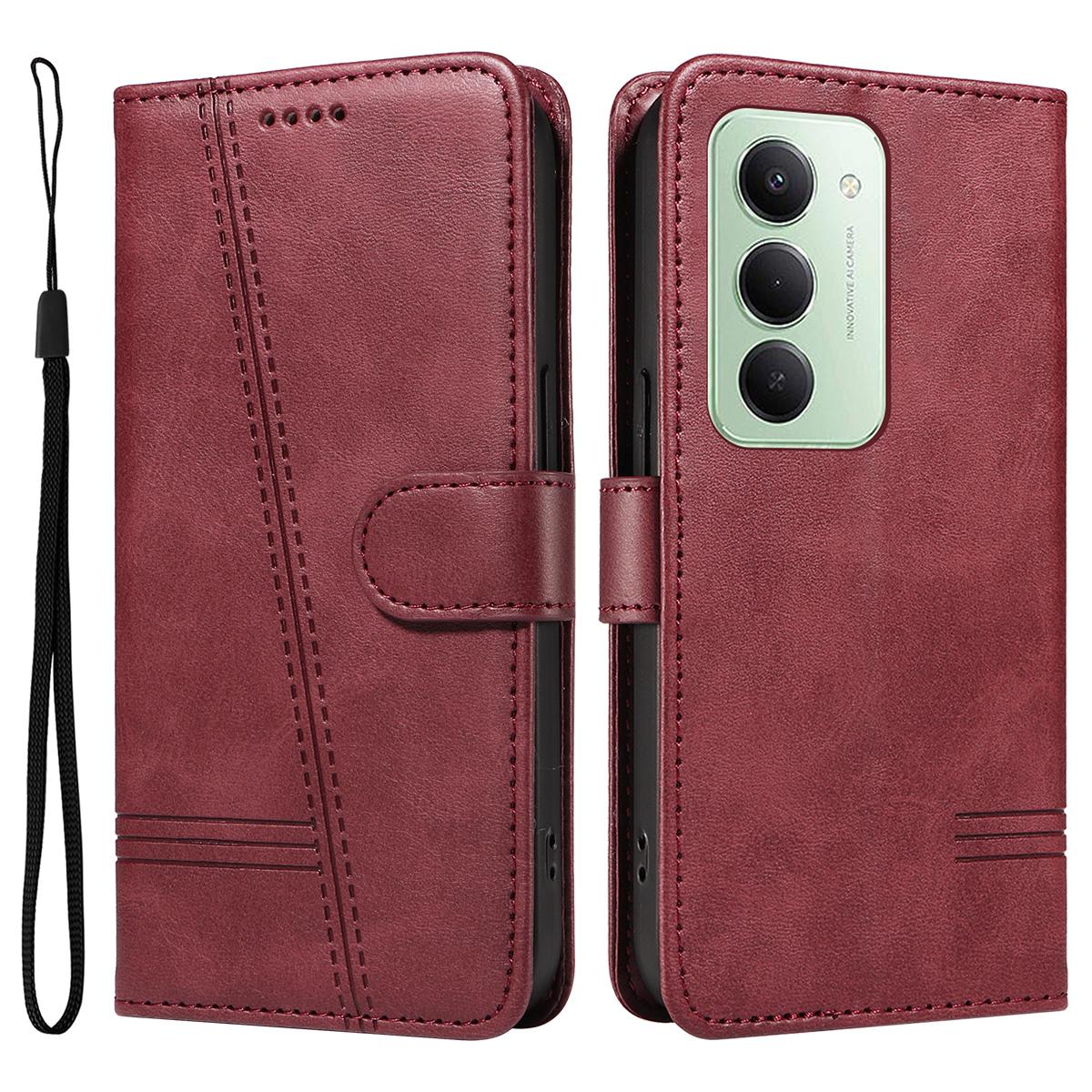 

Для Xiaomi Redmi 15 4G (Європа) (171мм) Чохол-гаманець Шкіряний чохол для телефону з Т-подібними лініями Підставка