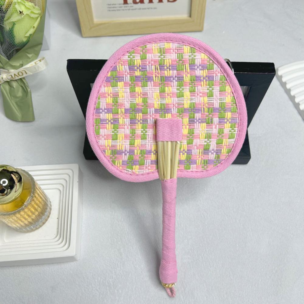 Colourful Weaving Fan Hand-cranked Craft Fan Portable Handheld Fan  Home Decor