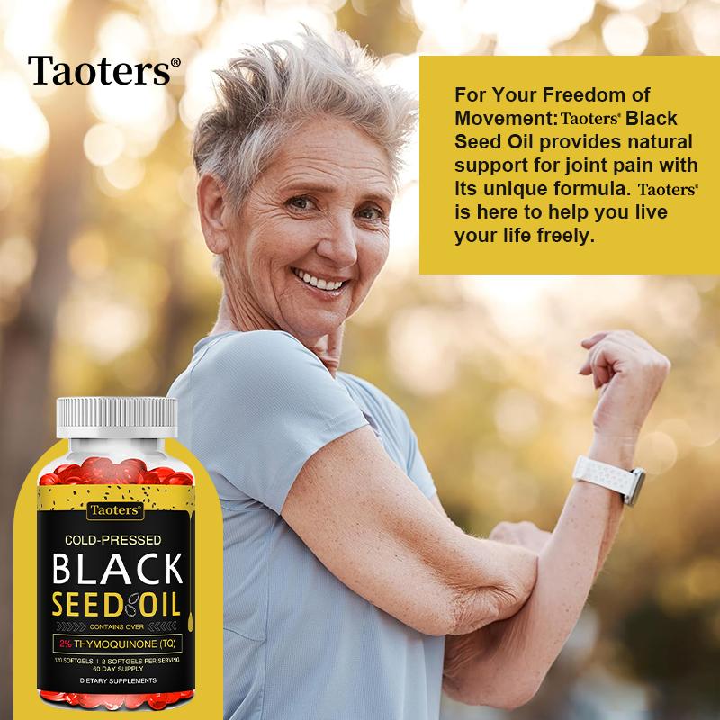 Taoters Cold Pressed Black Seed Oil Soft Capsules Black Seed Oil Hair and Skin Care 120 Capsules