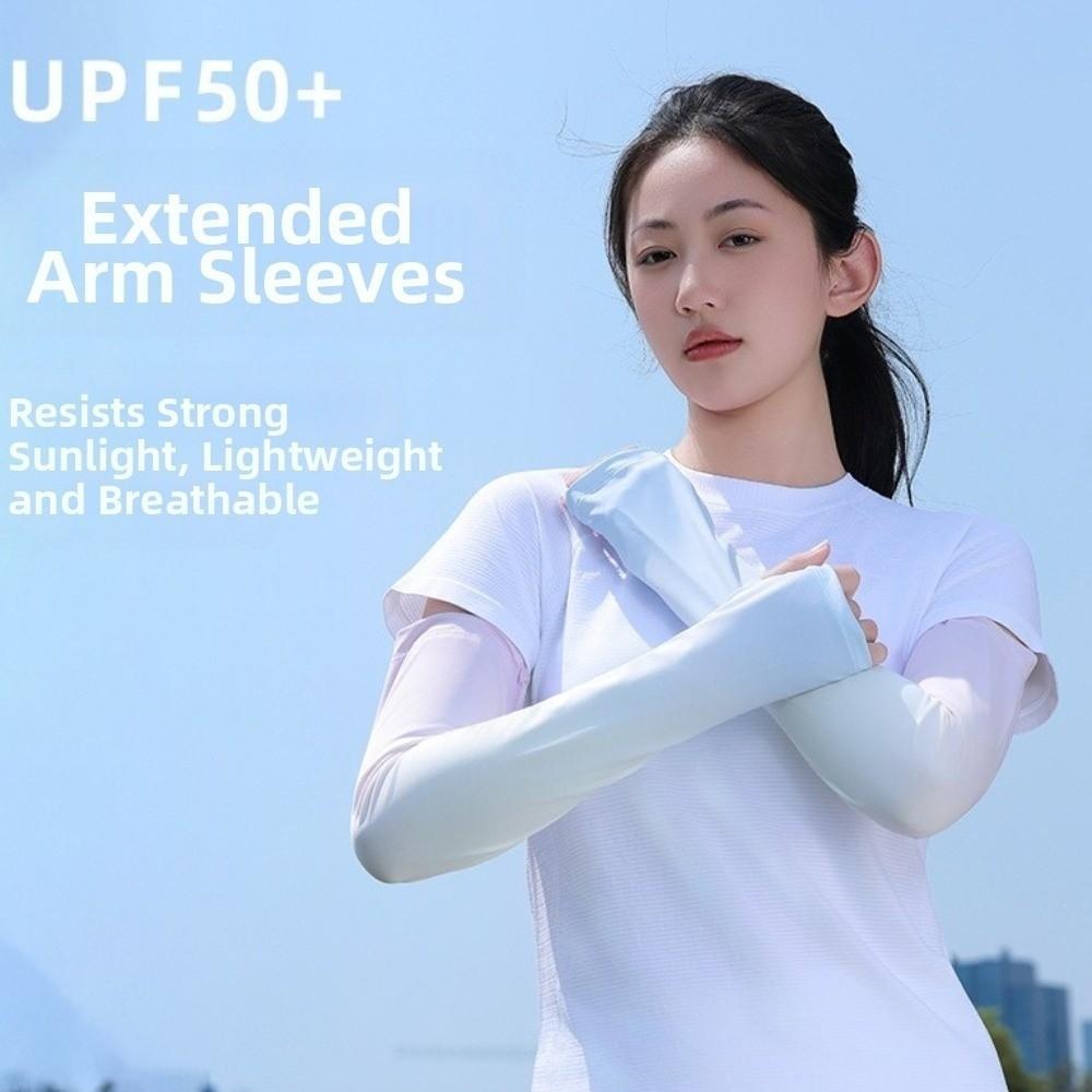 Fashion Pulling Rope Ice Silk Arm Sleeves Flared Gradient Color Sunscreen Arm Sleeves Large UV Protection Cycling Arm Cover Girl