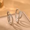 Silver Needle Geometric Heart Hoop Earrings - Retro & High-End Style for a Bold Look