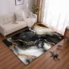 Black and Gold Marble Abstract Design Rug Non-slip rug suitable for living room and bedroom sofas.
