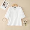 ZANZEA Blusa Casual da Donna a Maniche Corte con Patchwork di Pizzo e Scollo a V