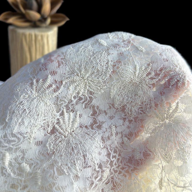 

Original high-end custom-made heavy-duty vintage embroidery lace fabric suitable for wedding dresses formal gowns 1.25M&1M белый