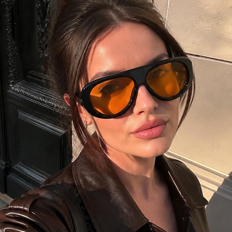 European and American style fashion oversized frame toad sunglasses women's high sense YK Internet celebrity wide-brimmed temple sunglasses