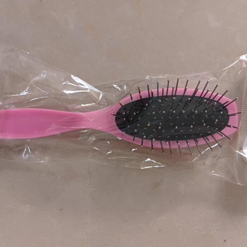

Профессиональная расческа с широкими зубьями и стальными штифтами на пневмоподушке для париков - Аксессуар для красоты и парикмахерского искусства розовый