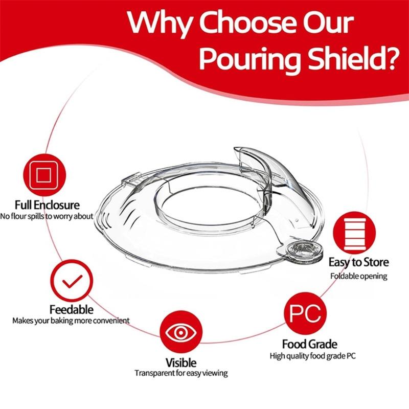 Splash Guard For Stand Mixer Transparent PC Cover for Reduces Food Spillage Kitchen Mixing Machine Accessories