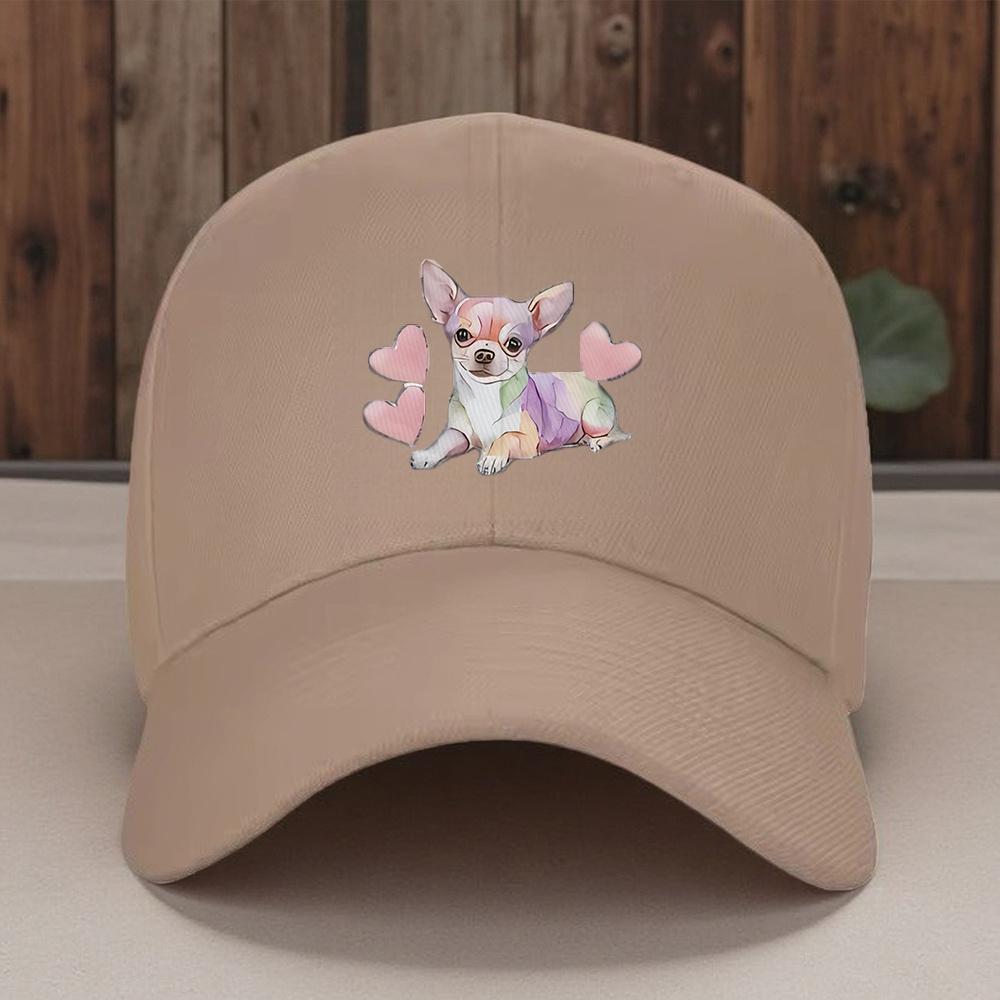 Chihuahua Aquarell Herz Baseballkappe Verstellbar Baumwolle Lässig Sonnenhut für Unisex Erwachsene