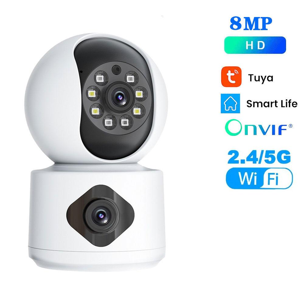Tuya 8MP 5G Wifi Indoor Lens Baby Monitor Color Night Vision Camera 4k Dual Screen Auto Tracking Video Surveillance