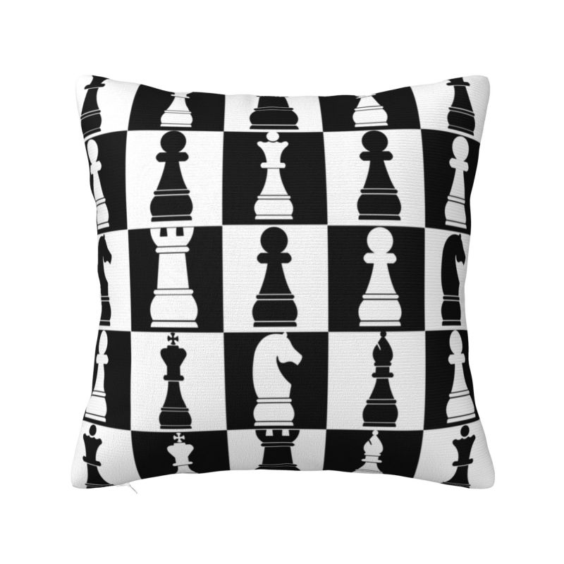 Custom Chess Club Seven Cushion Cover 45x45cm Chessboard Game Chess Piece Soft Modern Pillows for Sofa