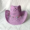 Cappelli Gialli Estivi da Uomo Stile Western Intrecciati a Mano in Paglia Cappello Jazz da Sole da Spiaggia Cappellino da Cowgirl Donna Rosa Shocking Monocolore Sombrero Uomo