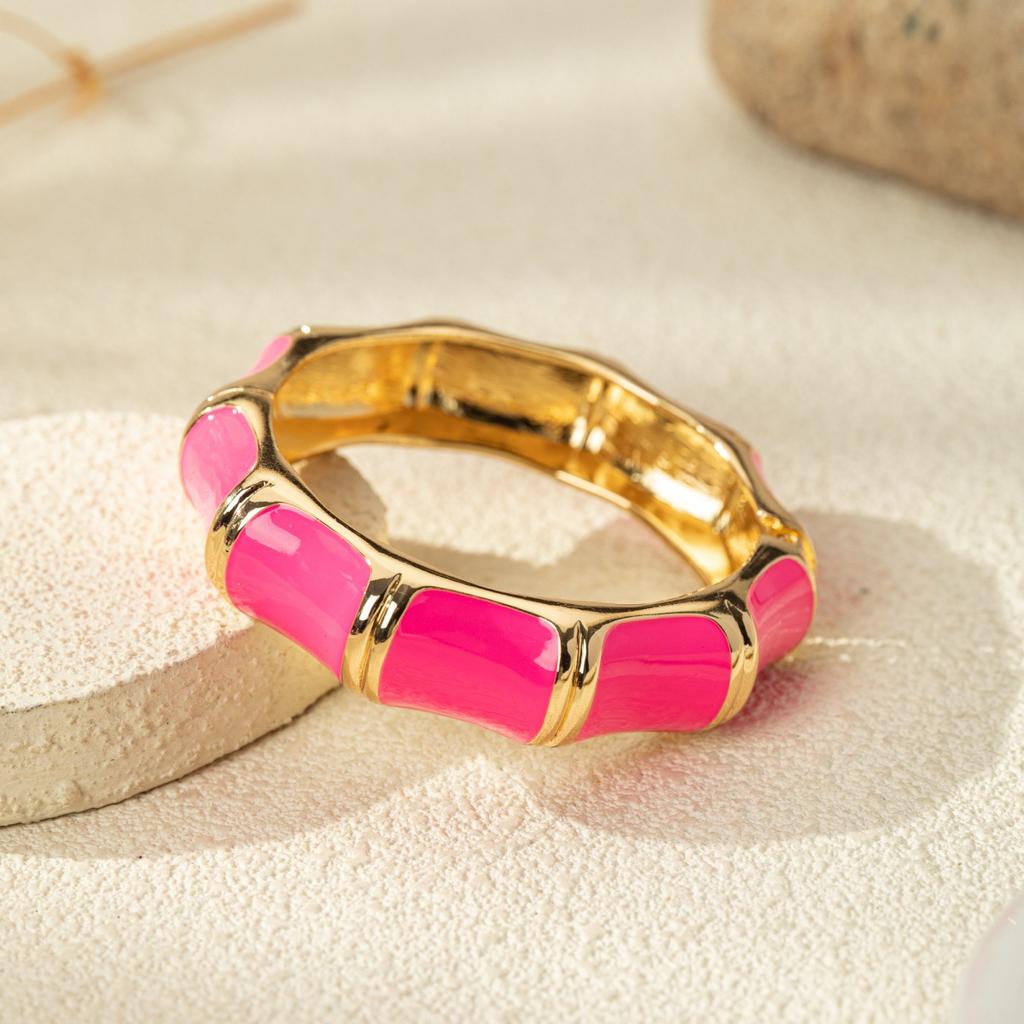 DIEZI 5 Style Bohemian Rose Red Enamel Cuff Bangles Hip Hop Geometric Gold Color Metal Wide Bracelet For Women Men Jewelry