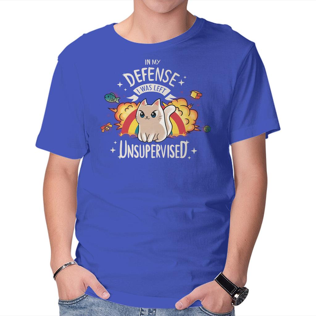 Unisex Crew Neck T-Shirt Unsupervised Cat Graphic Short Sleeve Casual Tee