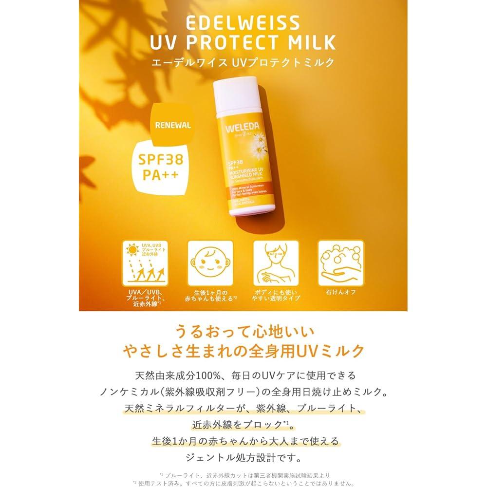 Weleda Edelweiss UV Protect Milk 50ml SPF38 Non-Chemical Sunscreen for Sensitive Skin Organic Skin Care