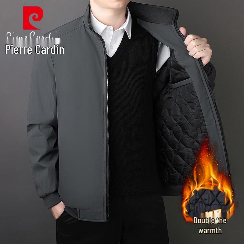 

Pierre Cardin Men s Thickened Fleece-Lined Stand Collar Cotton Jacket M