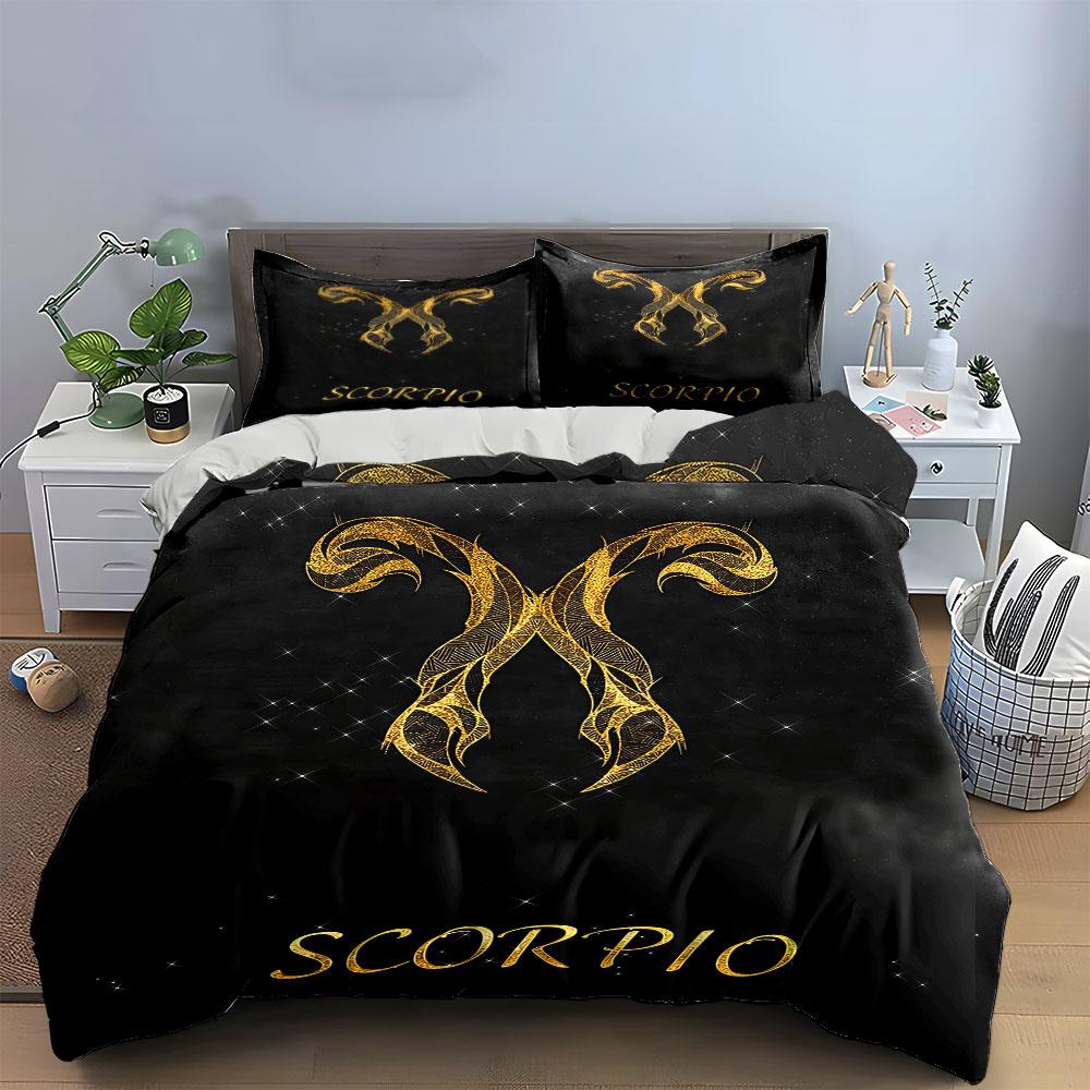 Scorpio Zodiac Black Bedding Bedding Duvet Cover Set Duvet Cover Pillowcases (1 * Duvet Cover 2 * Pillowcases, Without Duvet Insert)