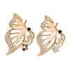Zinc Alloy Brooch Pin, Butterfly Shape Lapel Badge with Rhinestones Inlaid, Brooch Versatile Accessory for Sweaters Collars Hats Bags Coats Scarves