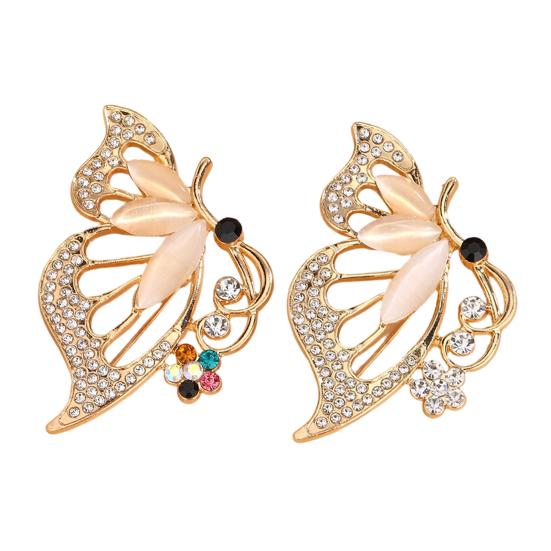 Zinc Alloy Brooch Pin, Butterfly Shape Lapel Badge with Rhinestones Inlaid, Brooch Versatile Accessory for Sweaters Collars Hats Bags Coats Scarves