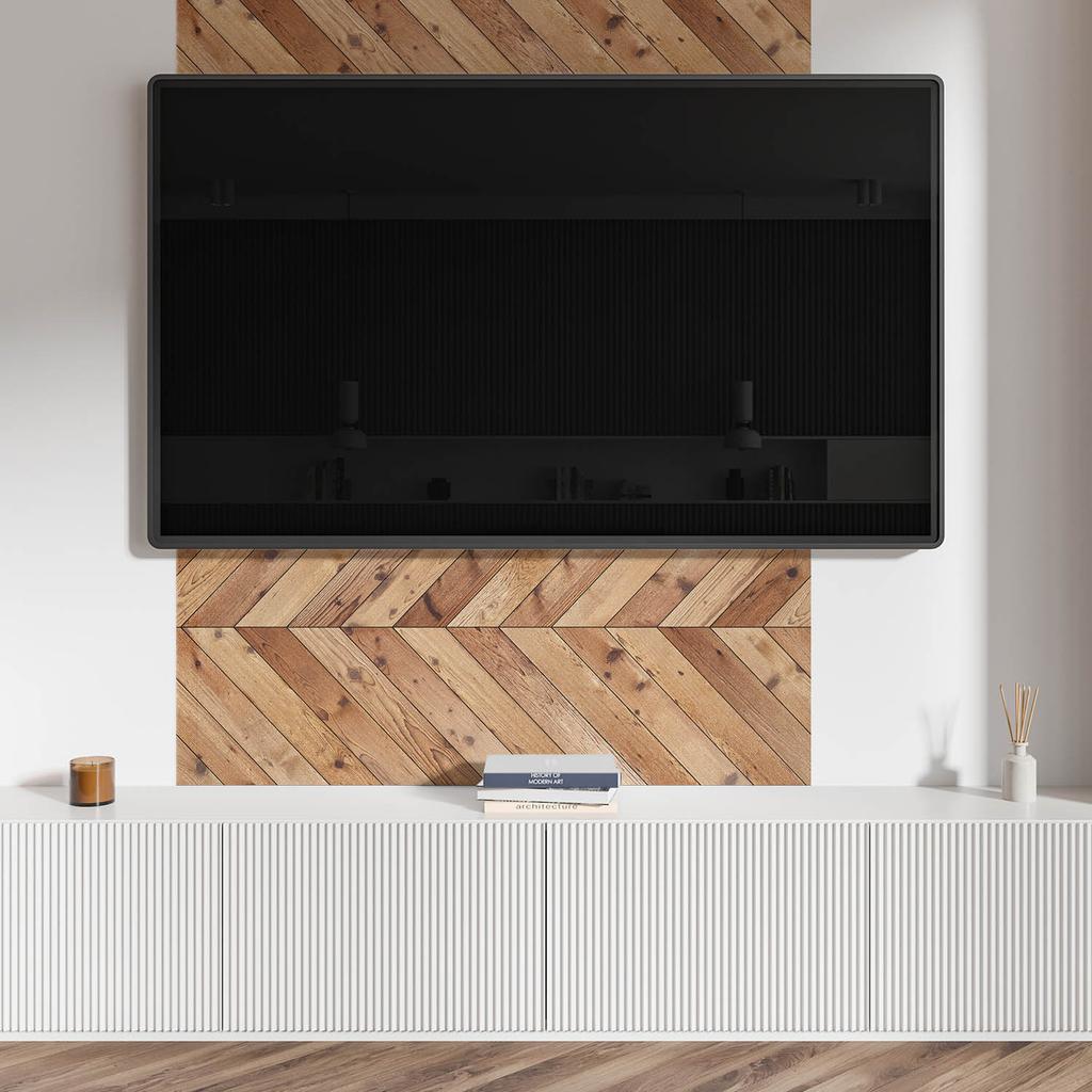 Panel Samoprzylepny Z Grafiką Do Jadalni Pcv 120X60 Cm Wzór Desek W Układzie Skośnym