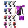 Leotard da Ginnastica per Bambine e Ragazze con Manica Lunga in Rete, Schiena con Foro Chiave, Lucido con Pantaloncini da Danza a Vita Alta Metallici e Fascia per Capelli per Esibizione