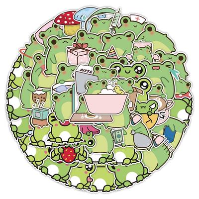 50 Stück niedliche Frosch-Aufkleber für Computer, Koffer, wasserfeste Dekorationsaufkleber, Aufkleber für Kinder-Notizbücher