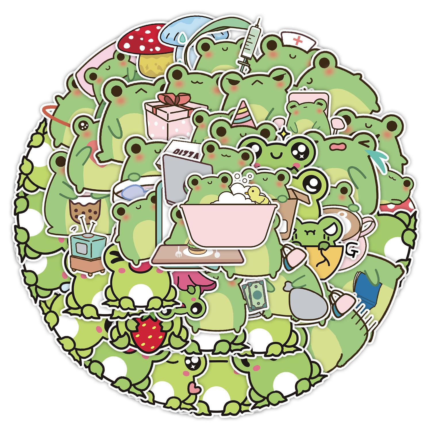 

50 Pieces of Cute Frog Stickers Computer Suitcase Waterproof Decorative Stickers Children s Hand Account Stickers