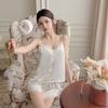 Summer New Satin with Chest Pad Pajamas Girl Fresh Ice and Snow Silk Suspender Shorts Lace Sexy and Sweet
