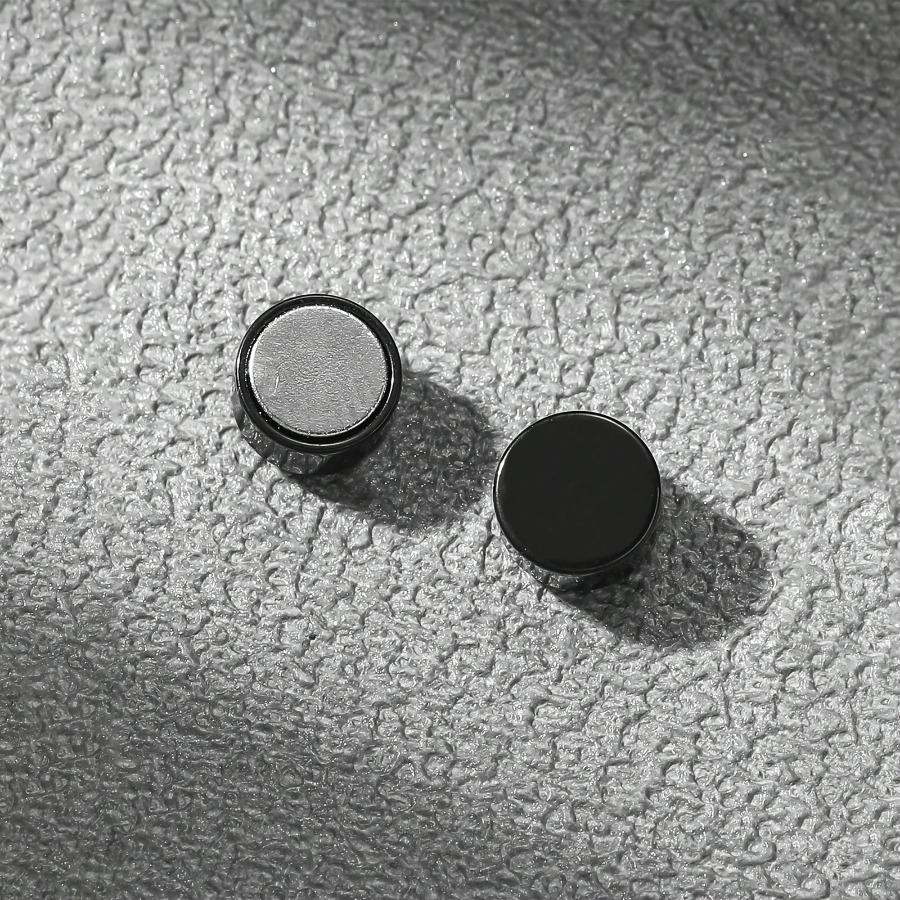 2 Pairs Punk Hip-Hop Stainless Steel Black Ear Clips Set, Fashionable Style, Suitable for Both Men And Women, Suitable for All Seasons