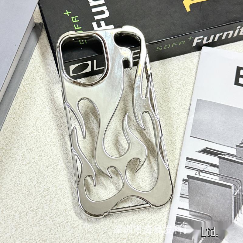 Apple 17 Pro Max Flame Heat Dissipation Case: Hollowed-Out, Frosted, Electroplated, Drop-Proof for iPhone 16/15.