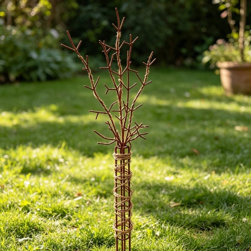 Garden Climbing Support Stake in Iron, Branch Look Metal Frame 25 x 70 cm for Flower Growth, Container Display and Outdoor Home Use