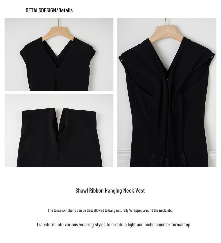 ED26 Sleeveless Black Top & White Skirt Set for Women - Summer Casual Style