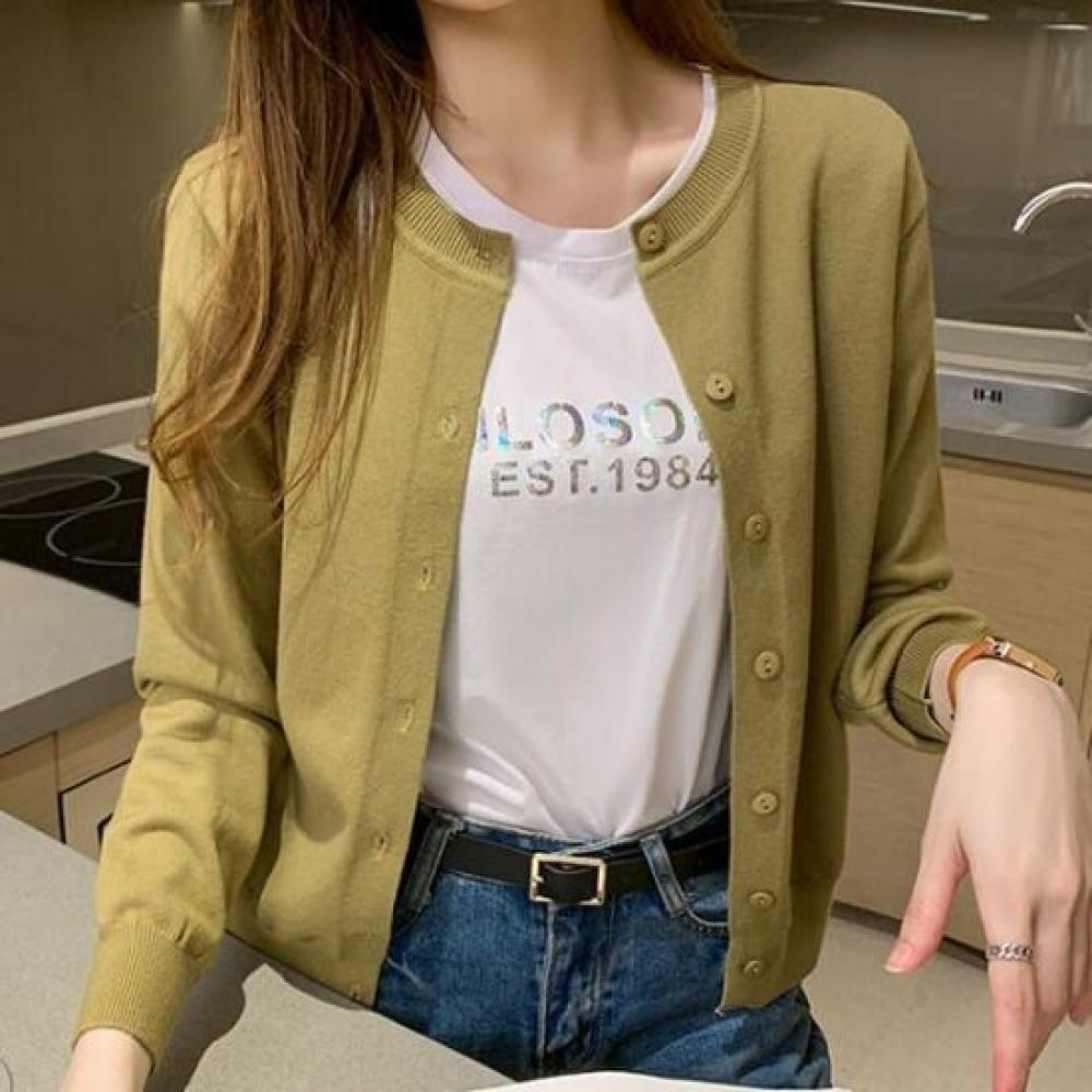 Navava Women Simple Daily Solid Long Sleeve Knit Cardigan Nk2878