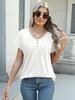 Women's V-neck Pleated Button Short Sleeve Casual Top