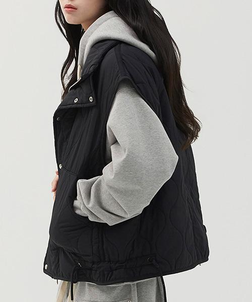 Mimthewardrobe Drawstring Padded Vest_Black