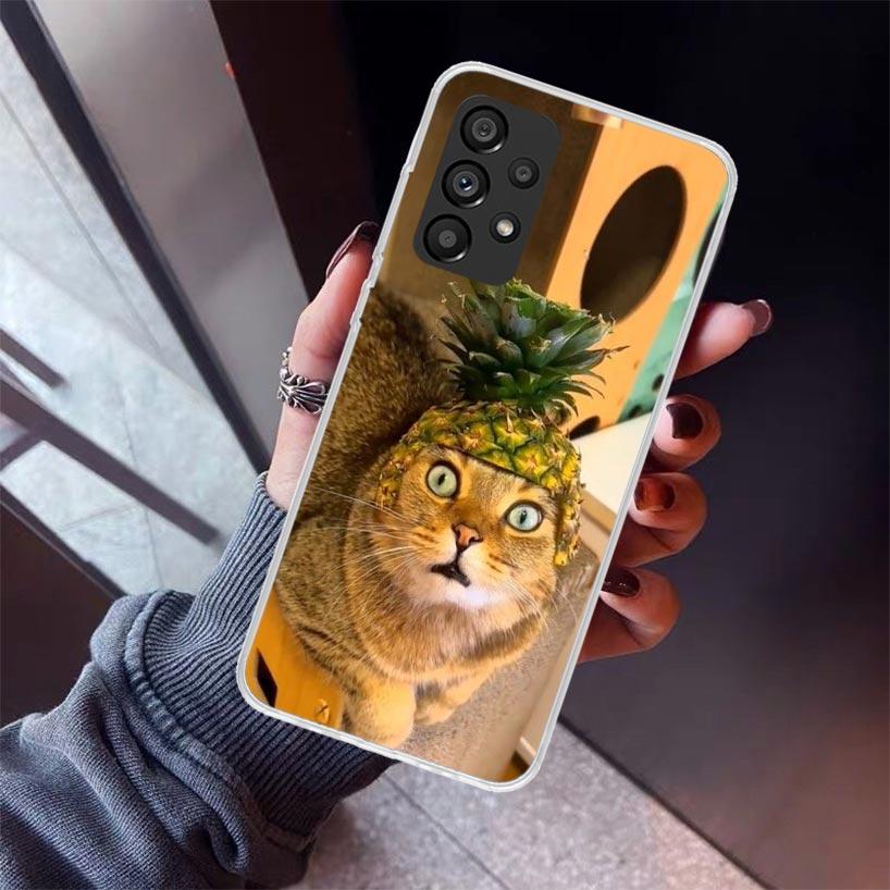 Pet Cat Funny Memes Phone Case For Samsung Galaxy A52 A51 A50S A32 A22 A12 A02S A72 A71 A31 A70 A30S Note 20 Ultra 10 Plus S10 G